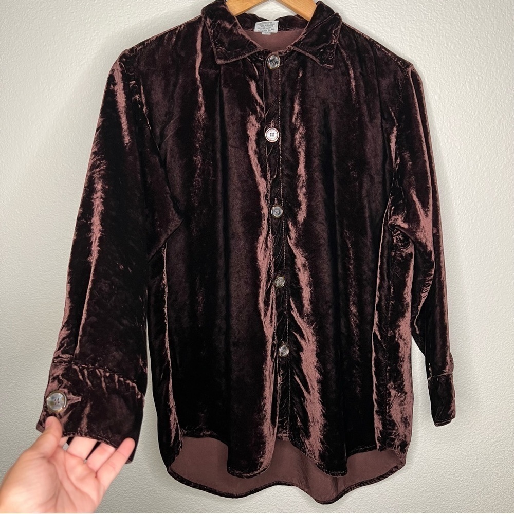CP Shades Velvet Button-Down Shirt in Deep Brown